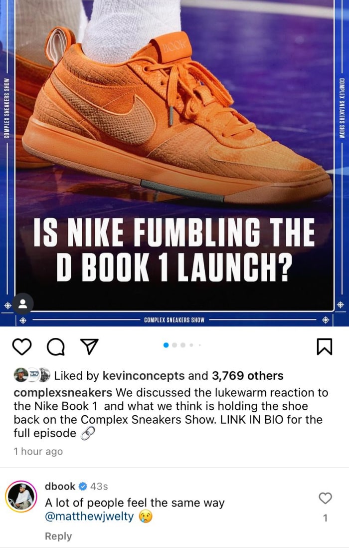 Devin Booker's comment on an Instagram post.